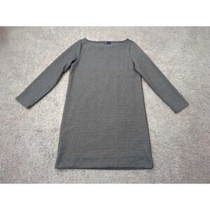 GAP Shift Dress Womens Medium Gray‎ Long Sleeve Boatneck Knit Mini Casual